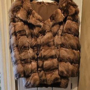 30" Sable Hooded Jacket With Drawstring Waist REAL FUR Storage Bag  Included
